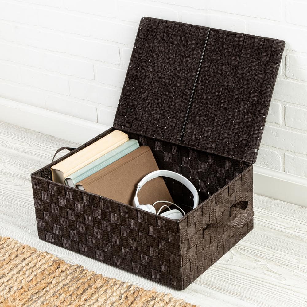 Honey-Can-Do 7 in. H x 17 in. W x 12 in. D Brown Fabric Cube Storage Bin