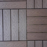 LH EP 12 in. x 12 in. WPC Composite Interlocking Flooring Deck Tiles with Parallel Design in Espresso (Pack of 11 Tiles)