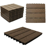 LH EP 12 in. x 12 in. WPC Composite Interlocking Flooring Deck Tiles with Parallel Design in Espresso (Pack of 11 Tiles)