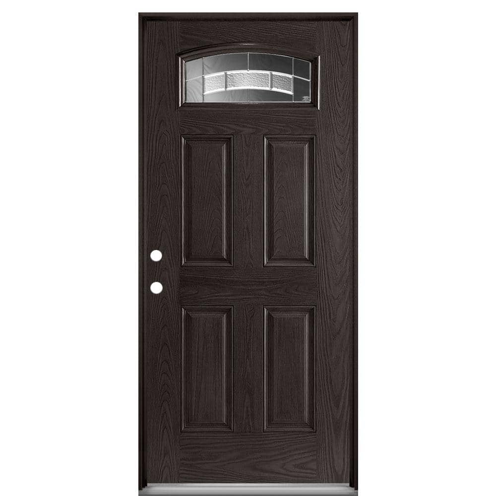 Masonite Croxley Camber Fan Lite 36 in. x 80 in. Right-Hand Oak Grain Espresso Finished Fiberglass Prehung Front Door (No Brickmold)