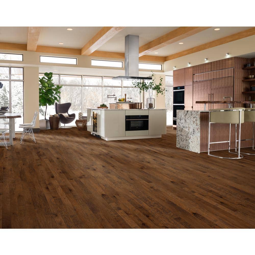Shaw Western Espresso Hickory 3/8 In. T X 5 in. W Tongue and Groove Scraped Engineered Hardwood Flooring (23.66 sq.ft./case)