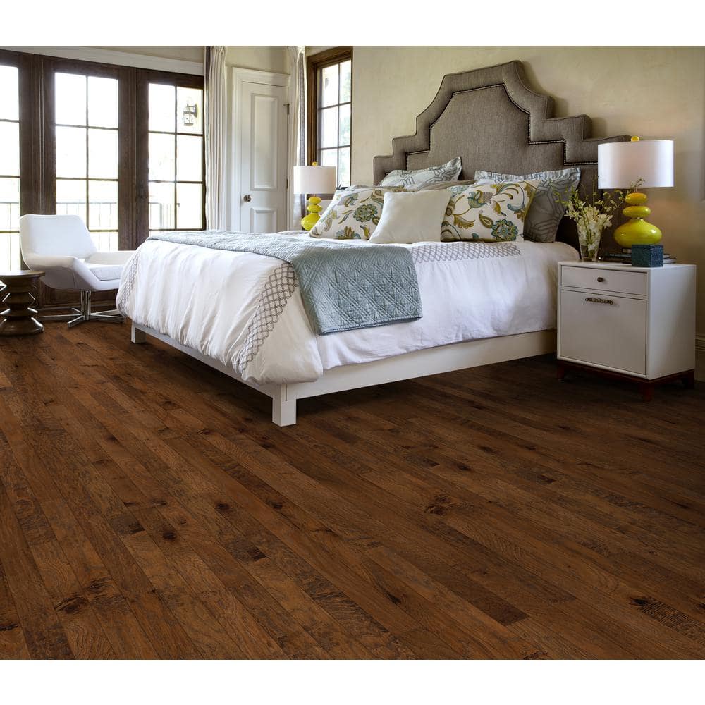 Shaw Western Espresso Hickory 3/8 In. T X 5 in. W Tongue and Groove Scraped Engineered Hardwood Flooring (23.66 sq.ft./case)
