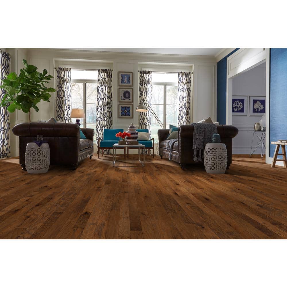 Shaw Western Espresso Hickory 3/8 In. T X 5 in. W Tongue and Groove Scraped Engineered Hardwood Flooring (23.66 sq.ft./case)
