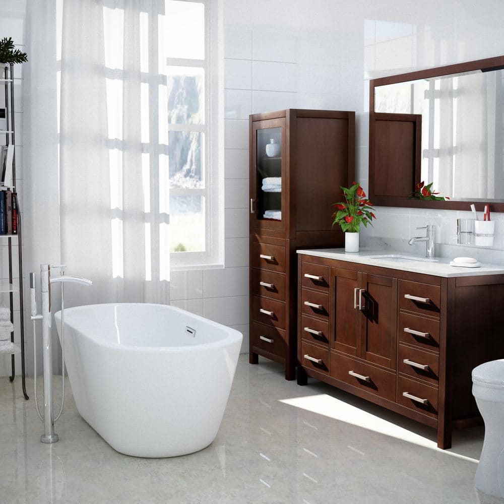 Wyndham Collection Sheffield Bathroom Linen Storage Tower Cabinet, Espresso Finish
