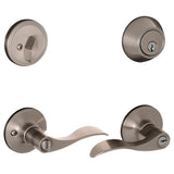 Schlage Essentials Millstreet Satin Nickel Entry Combo Pack with Single Cylinder Deadbolt and Keyed Lever