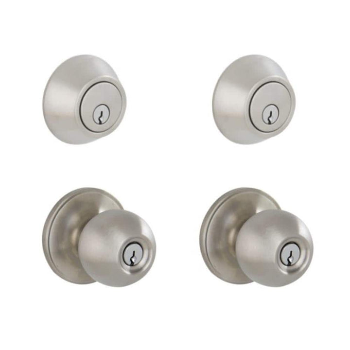 Schlage Morrow Keyed Entry Knob and Stainless Steel Single Cylinder Deadbolt Project Pack
