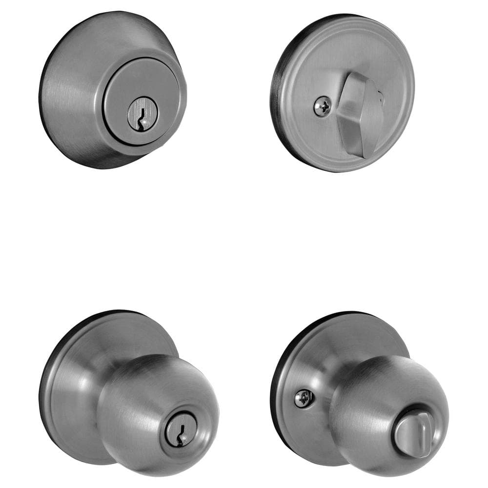 Schlage Morrow Keyed Entry Knob and Stainless Steel Single Cylinder Deadbolt Project Pack
