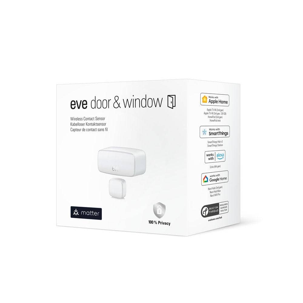 eve Door & Window (Matter) - Smart Contact Sensor, Matter & Thread works w/ Apple Home/SmartThings/Alexa/Google Home (White)