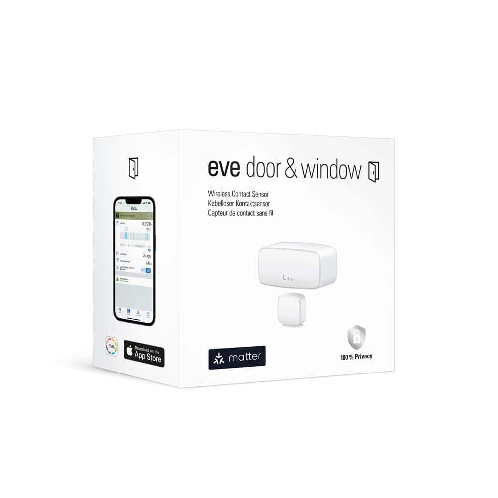eve Door & Window (Matter) - Smart Contact Sensor, Matter & Thread works w/ Apple Home/SmartThings/Alexa/Google Home (White)
