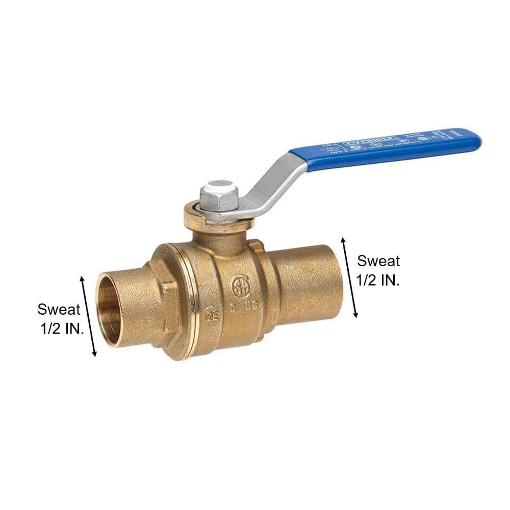 Everbilt 1/2 in. Lead-Free Brass Sweat x Sweat Full Port Ball Valve