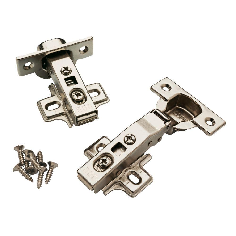 Everbilt 35 mm 110-Degree Full Overlay Soft-Close Cabinet Hinge, Satin Nickel (1 Pair)