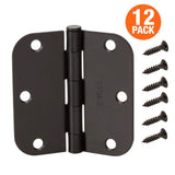 Everbilt 3-1/2 in. x 5/8 in. Radius Oil-Rubbed Bronze Door Hinge Value Pack (12 per Pack)