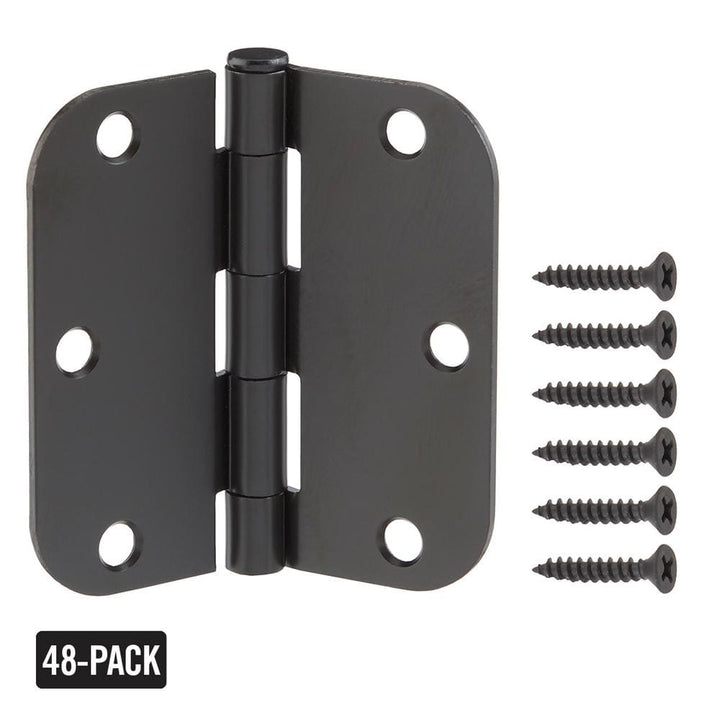Everbilt 3-1/2 in. x 5/8 in. Radius Oil-Rubbed Bronze Door Hinge Value Pack (48 per Pack)