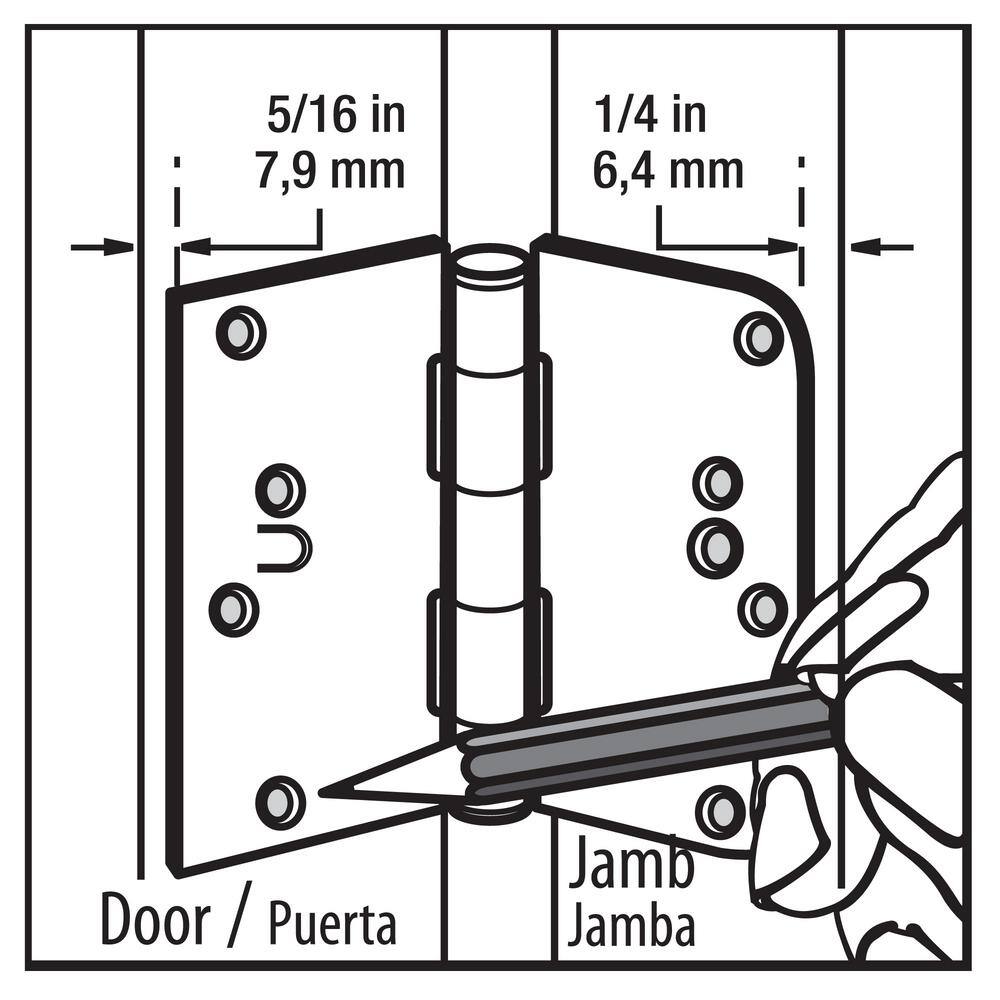Everbilt 4 in. Oil-Rubbed Bronze Half Square Corner x Half 5/8 in. Radius Security Door Hinge