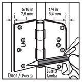 Everbilt 4 in. Oil-Rubbed Bronze Half Square Corner x Half 5/8 in. Radius Security Door Hinge
