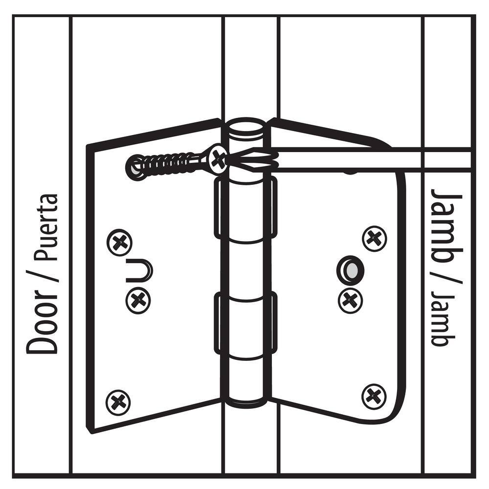 Everbilt 4 in. Oil-Rubbed Bronze Half Square Corner x Half 5/8 in. Radius Security Door Hinge
