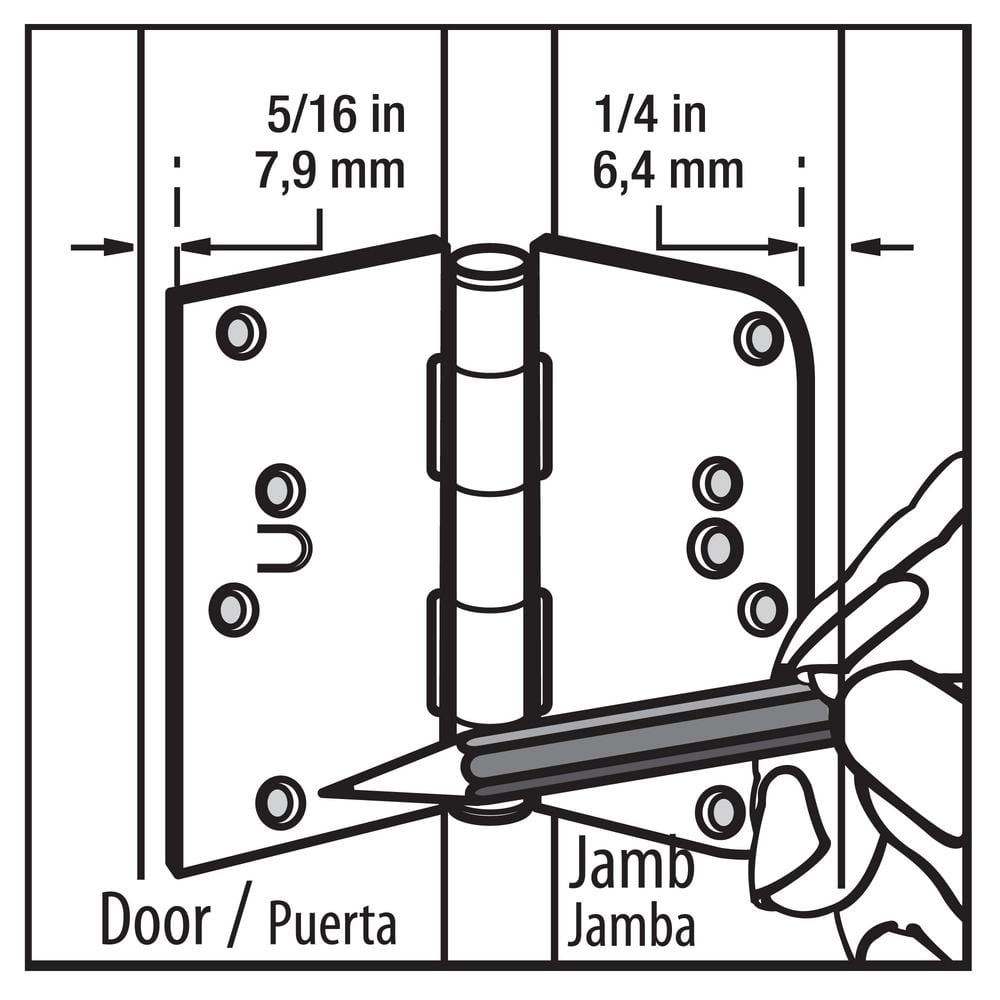 Everbilt 4 in. Satin Nickel Half Square Corner x 5/8 in. Radius Security Door Hinge