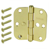 Everbilt 3-1/2 in. Solid Brass Security Door Hinge, 5/8 in. Radius