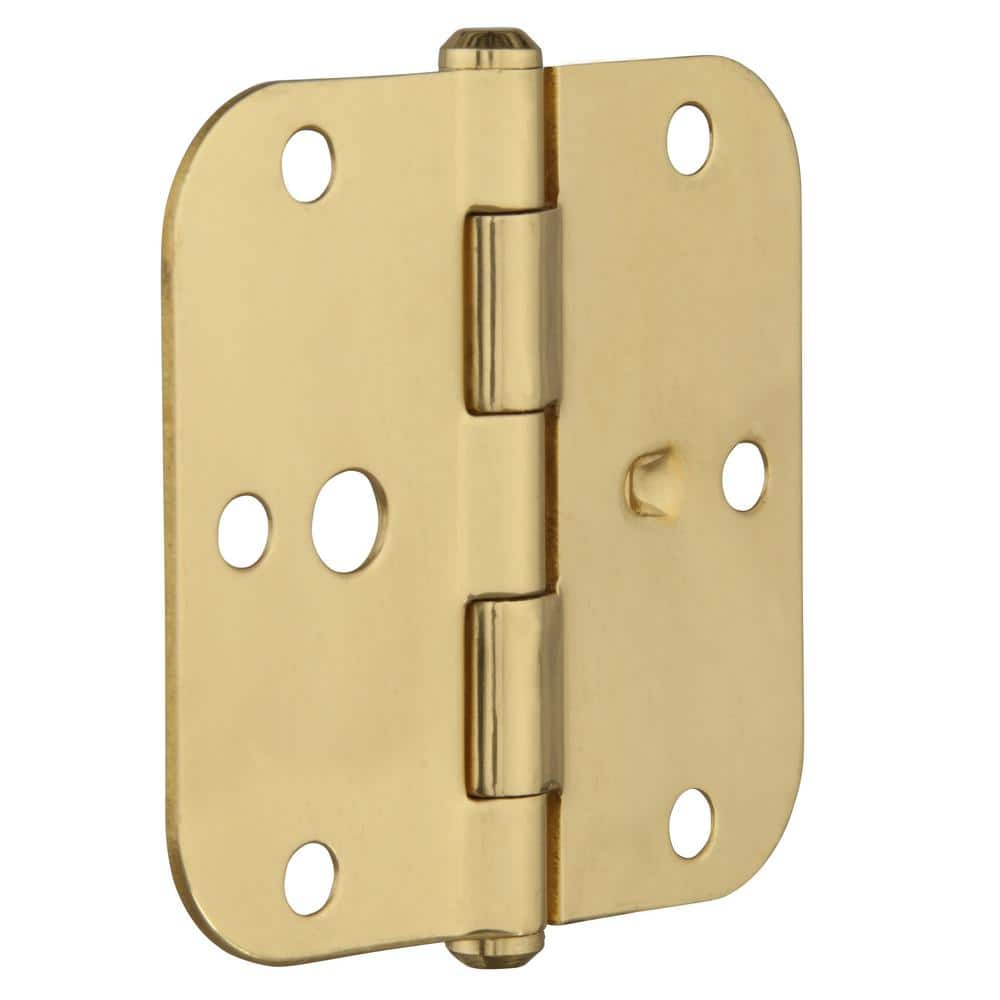 Everbilt 3-1/2 in. Solid Brass Security Door Hinge, 5/8 in. Radius