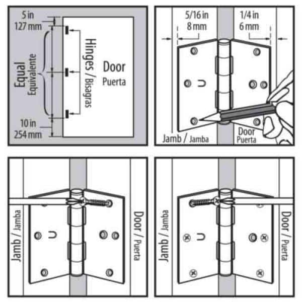 Everbilt 4 in. Solid Brass Square Corner Security Door Hinge