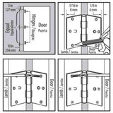 Everbilt 4 in. Solid Brass Square Corner Security Door Hinge