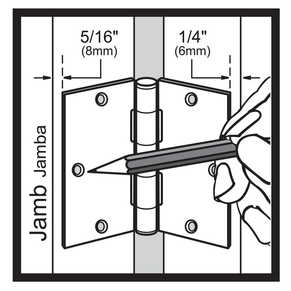 Everbilt 3-1/2 in. Satin Chrome Commercial Grade Door Hinge, Square Corner