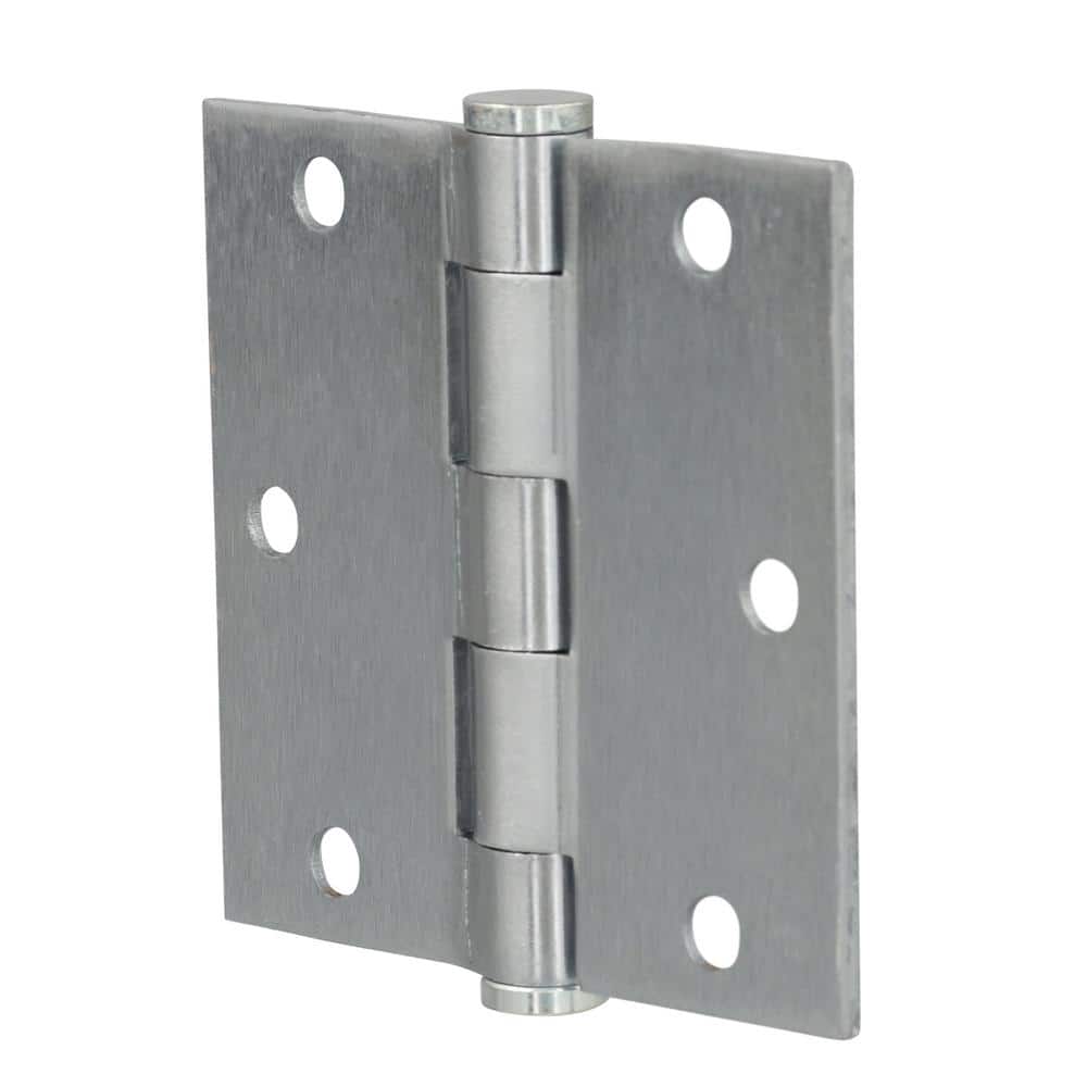 Everbilt 3-1/2 in. Satin Chrome Commercial Grade Door Hinge, Square Corner