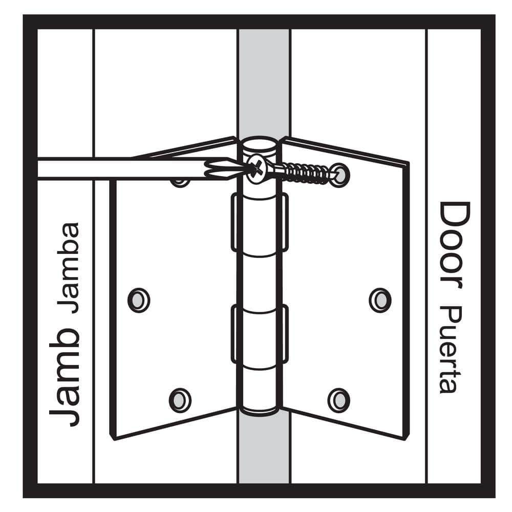 Everbilt 3-1/2 in. Satin Chrome Commercial Grade Door Hinge, Square Corner