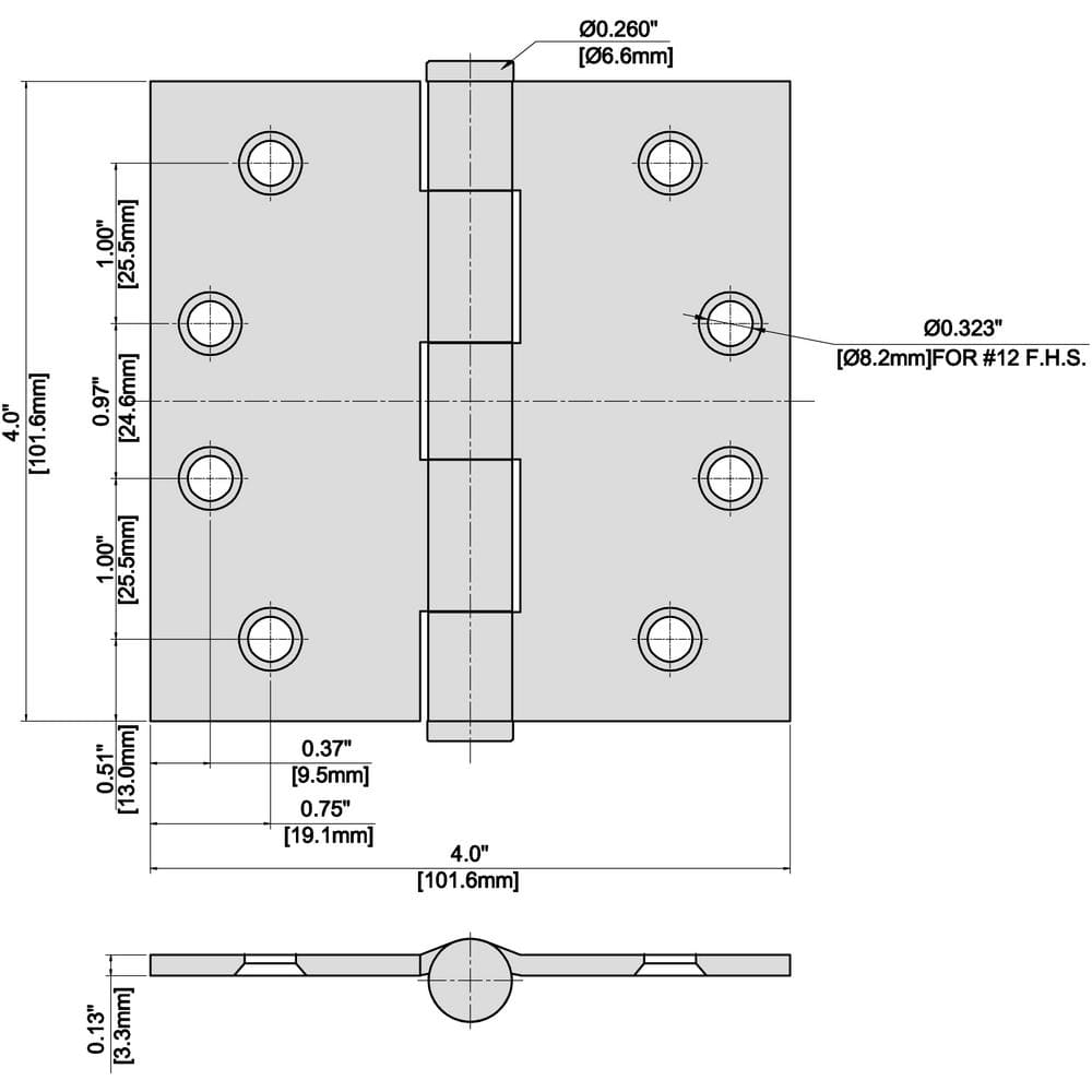 Everbilt 4 in. Satin Chrome Commercial Grade Door Hinge (Square Corner)