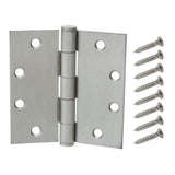 Everbilt 4 in. Satin Chrome Commercial Grade Door Hinge (Square Corner)