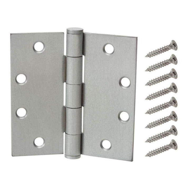 Everbilt 4 in. Satin Chrome Commercial Grade Door Hinge (Square Corner)