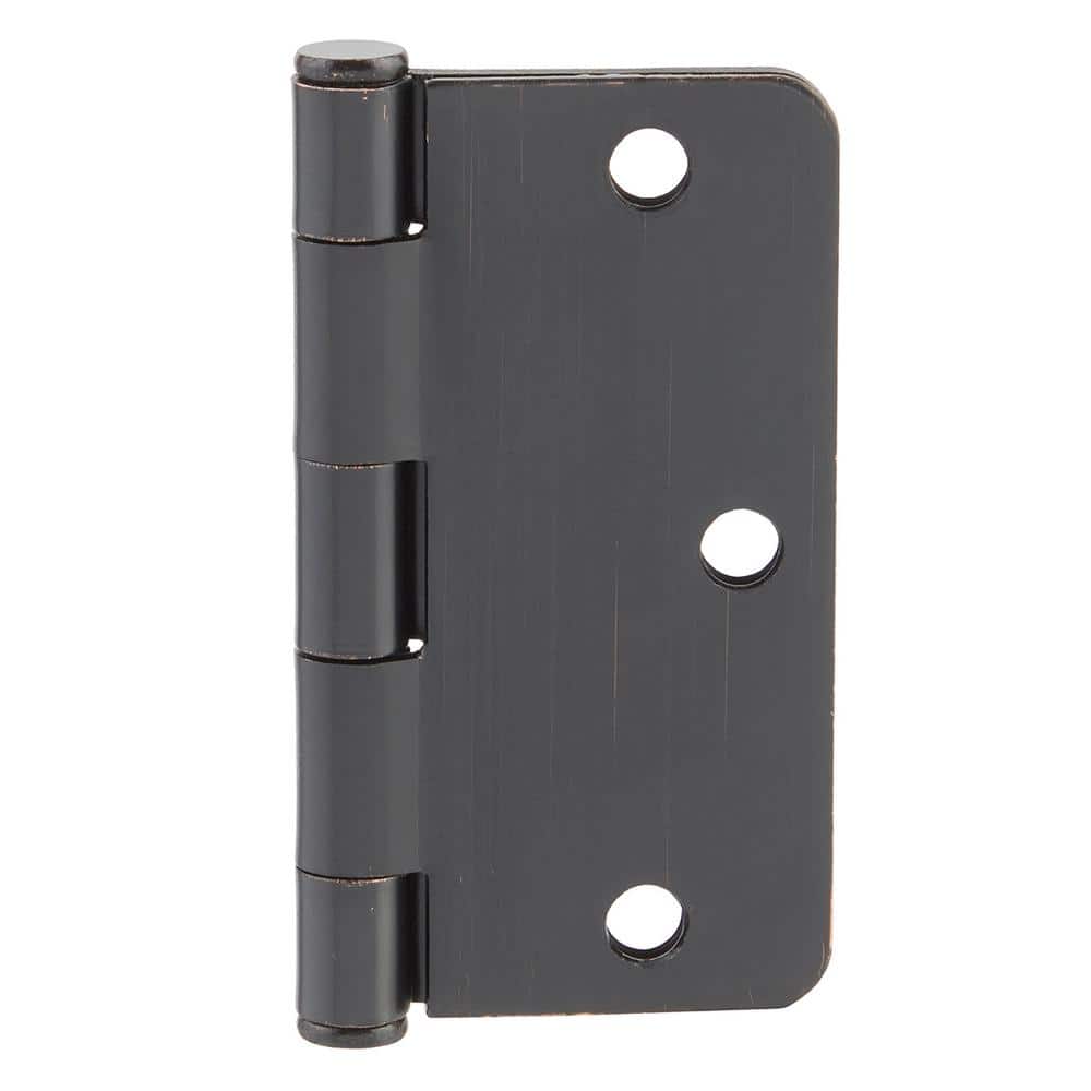 Everbilt 3-1/2 in. x 1/4 in. Radius Brushed Oil-Rubbed Bronze Door Hinge Value Pack (24-Pack)
