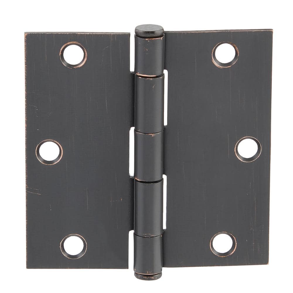 Everbilt 3-1/2 in. Square Corner Oil-Rubbed Bronze Door Hinge Value Pack (24-Pack)