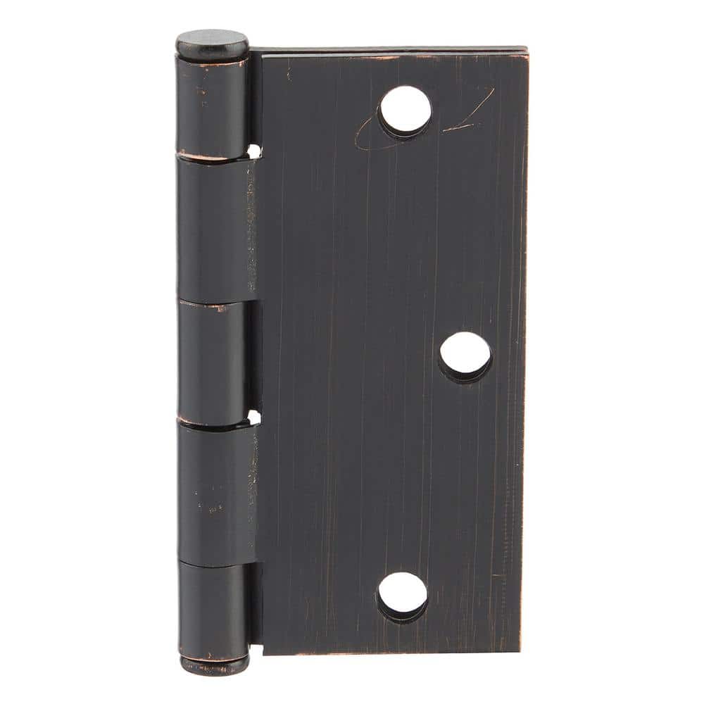 Everbilt 3-1/2 in. Square Corner Brushed Oil-Rubbed Bronze Door Hinge Value Pack (48-Pack)