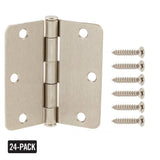 Everbilt 3-1/2 in. x 1/4 in. Radius Satin Nickel Butt Door Hinge Value Pack (24-Pack)
