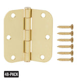 Everbilt 3-1/2 in. x 5/8 in. Radius Satin Brass Butt Door Hinge Value Pack (48-Pack)