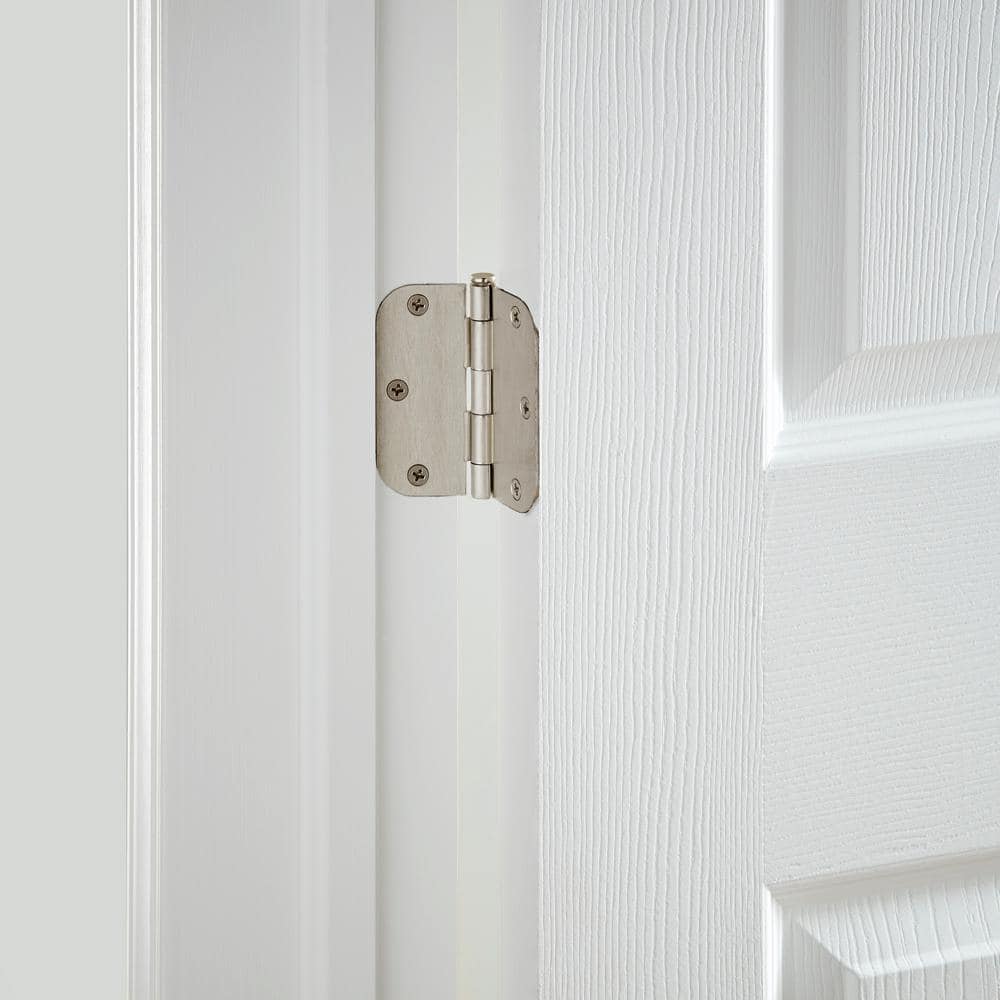 Everbilt 3-1/2 in. x 5/8 in. Radius Satin Nickel Door Hinge Value Pack (12 per Pack)