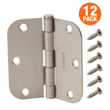 Everbilt 3-1/2 in. x 5/8 in. Radius Satin Nickel Door Hinge Value Pack (12 per Pack)