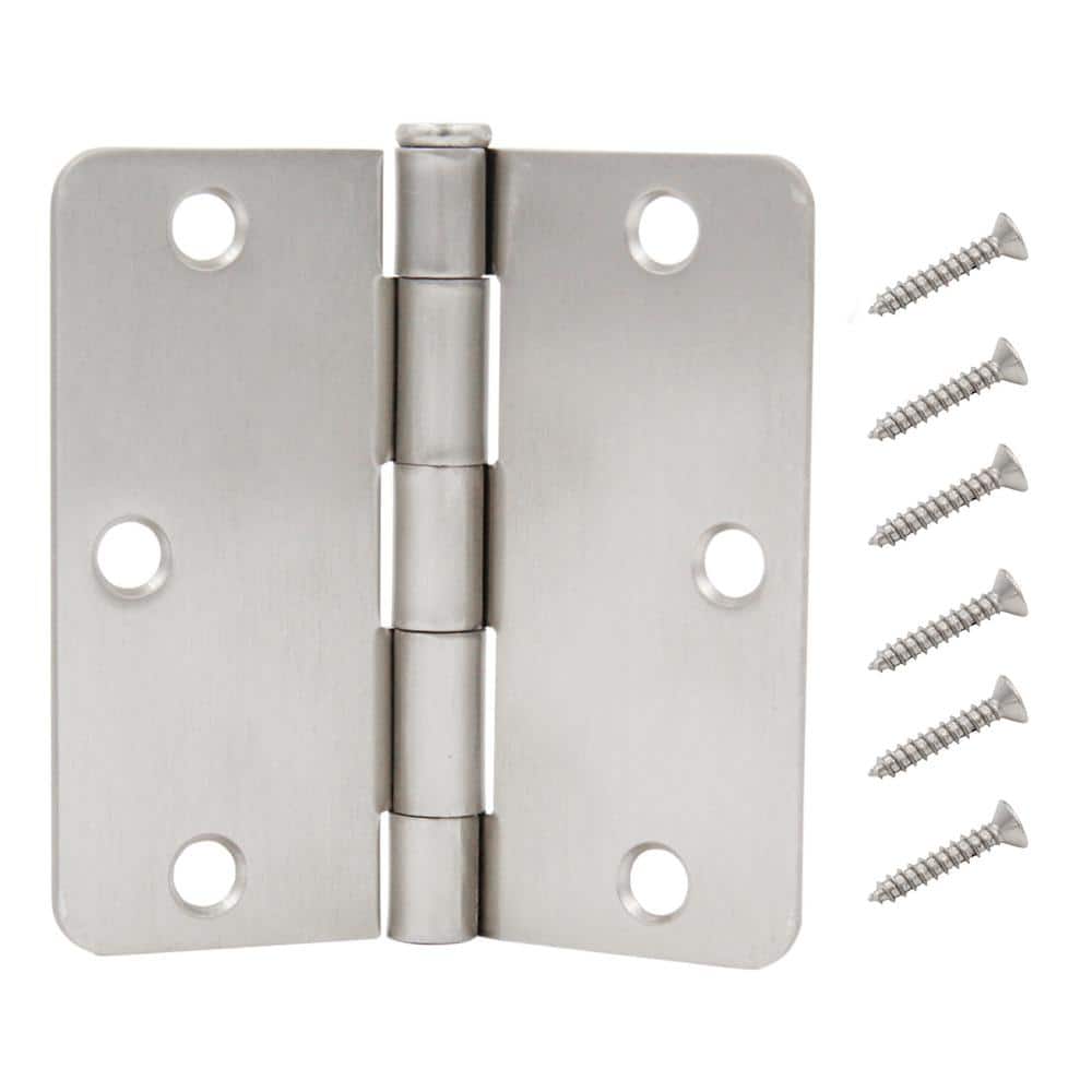 Everbilt 3-1/2 in. x 1/4 in. Radius Satin Nickel Butt Door Hinge Value Pack (12-Pack)