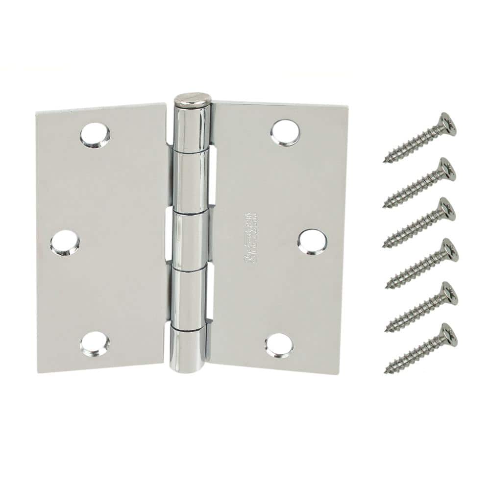 Everbilt 3-1/2 in. Chrome Square Corner Door Hinges Value Pack (3-Pack)