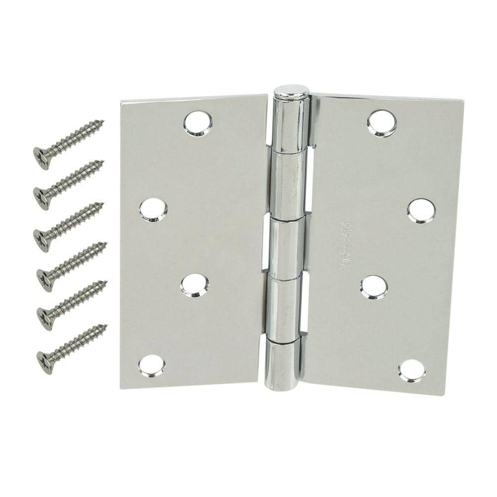 Everbilt 4 in. Chrome Square Corner Door Hinge
