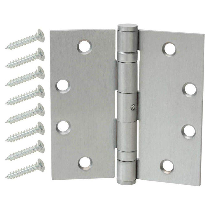 Everbilt 4-1/2 in. x 4-1/2 in. Satin Chrome Ball Bearing Door Hinge, Square Corner