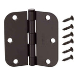 Everbilt 3-1/2 in. x 5/8 in. Radius Matte Black Smooth Action Door Hinge (3-Pack)