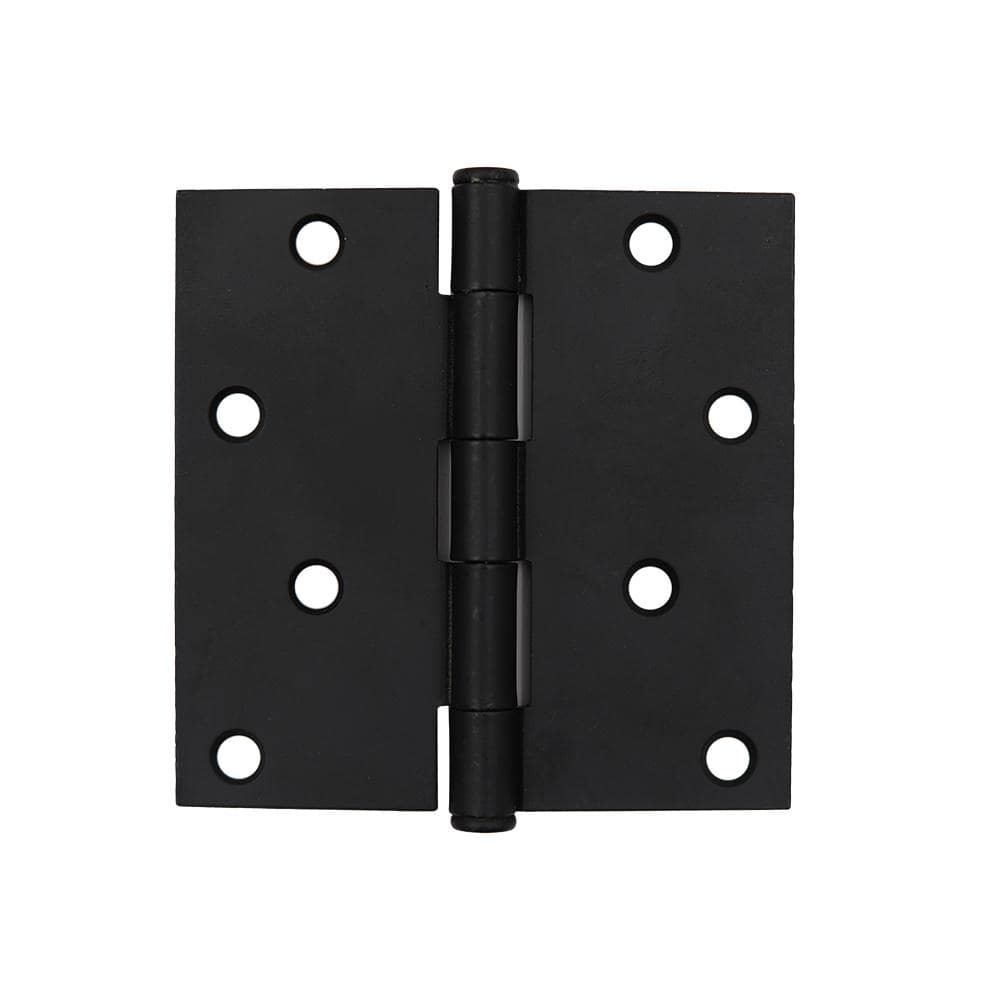 Everbilt 4 in. Matte Black Square Corner Smooth Action Hinge (3-Pack)