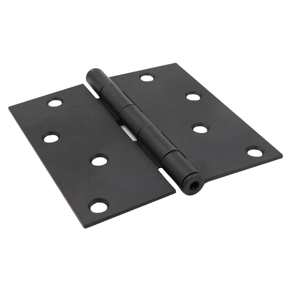 Everbilt 4 in. Matte Black Square Corner Smooth Action Hinge (3-Pack)