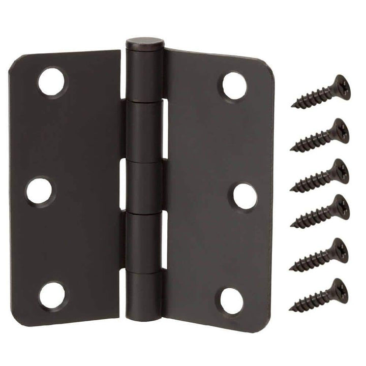 Everbilt 3-1/2 in. x 1/4 in. Radius Dark Oil-Rubbed Bronze Door Hinge