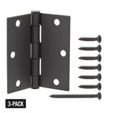 Everbilt 3-1/2 in. Matte Black Square Corner Smooth Action Door Hinge (3-Pack)