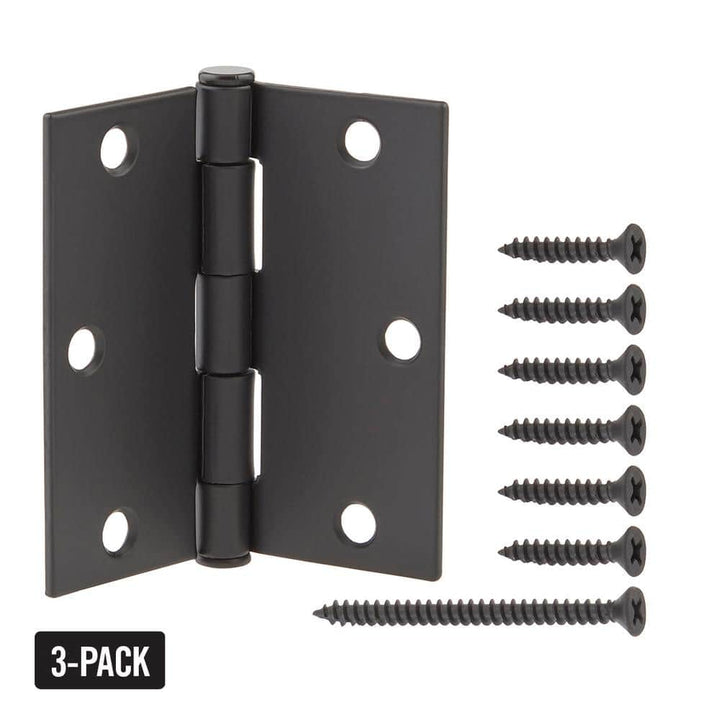 Everbilt 3-1/2 in. Satin Nickel, 5/8 in. Radius Smooth-Action Door Hinges Value Pack (3-Pack)