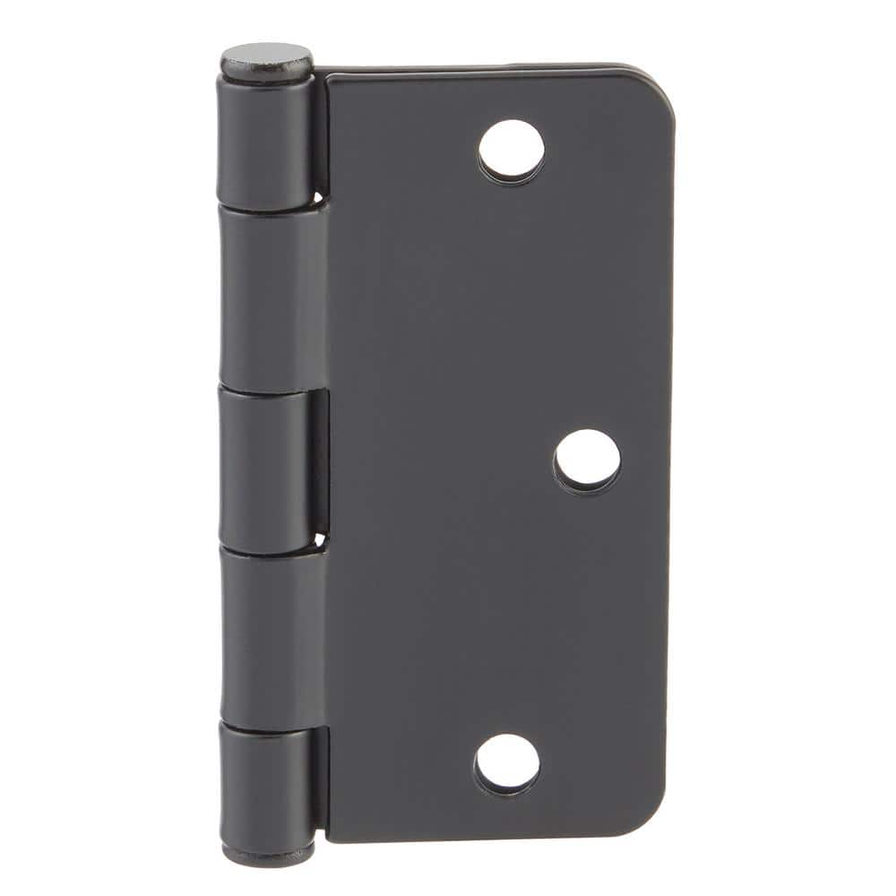 Everbilt 3-1/2 in. x 1/4 in. Radius Matte Black Smooth Action Door Hinge (3-Pack)