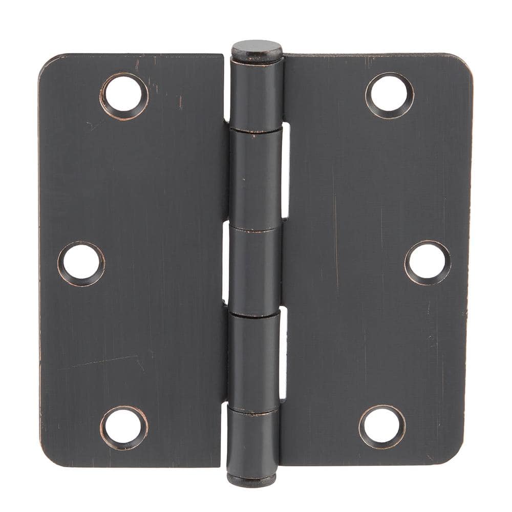 Everbilt 3-1/2 in. x 1/4 in. Radius Brushed Oil-Rubbed Bronze Door Hinge Value Pack (48-Pack)